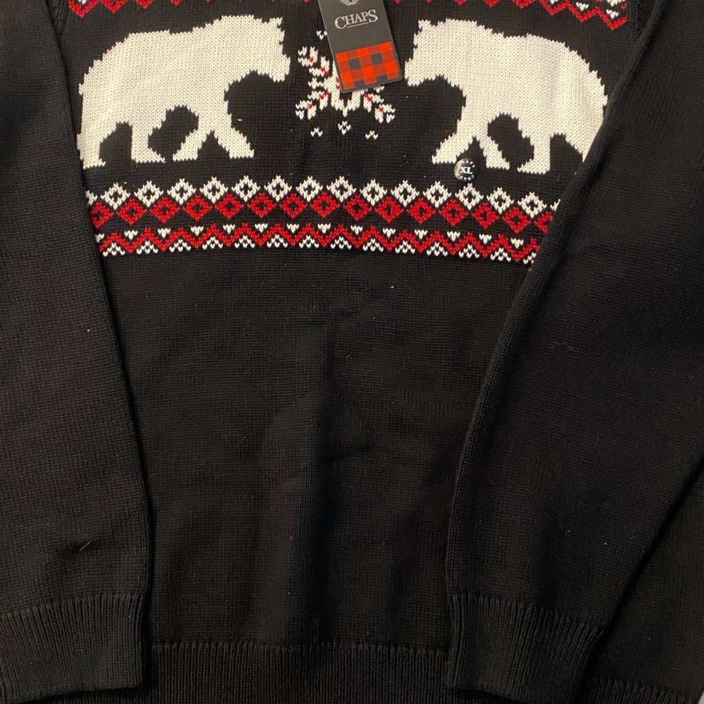 NWT Chaps Black and Red Polar Bear Crewneck Sweater